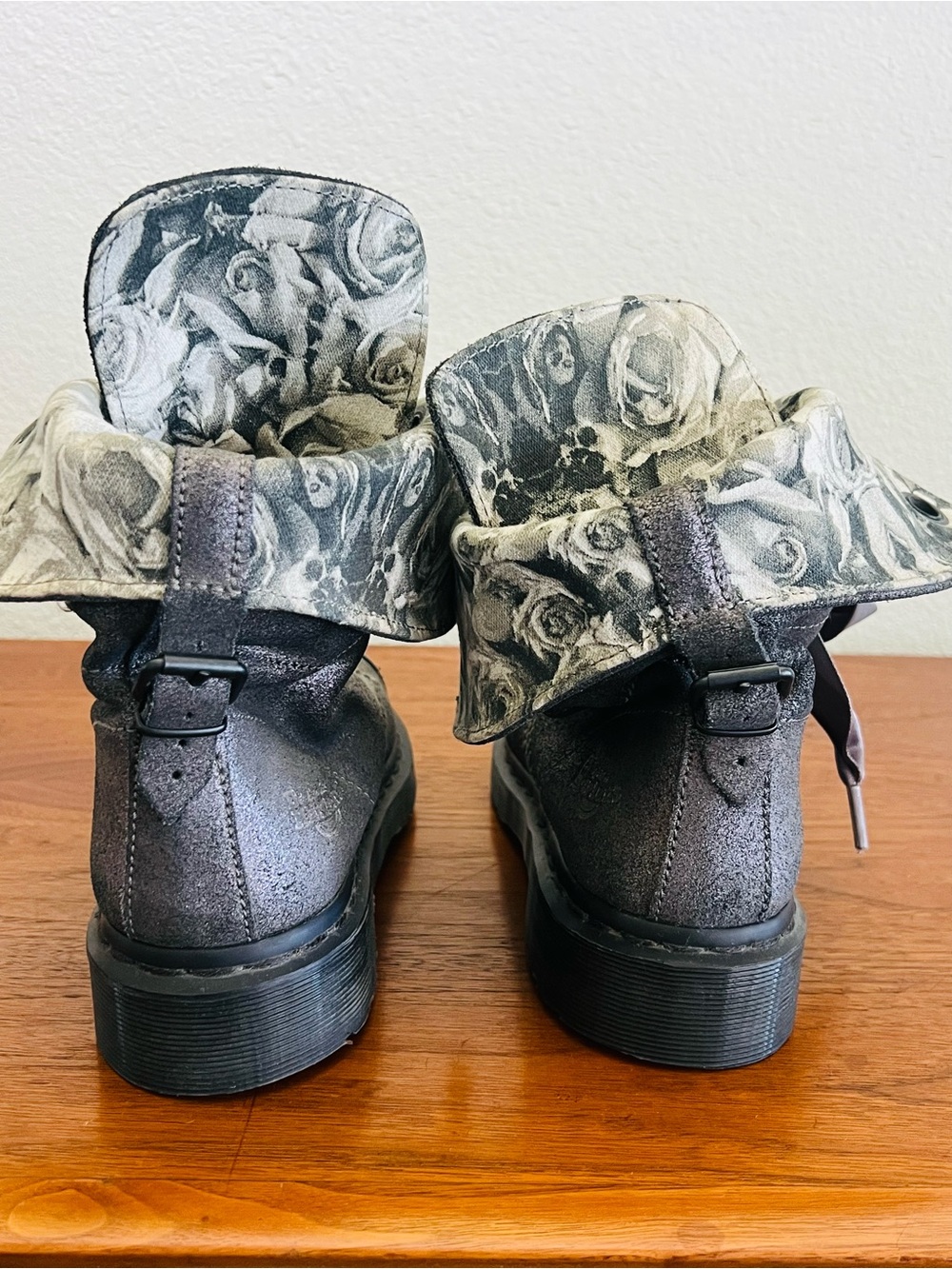 Y2K Doc Martens Slate Gray Satin-Lace Leather Boots - Picture 11 of 11